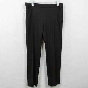 AKRIS PUNTO Pintuck Straight Leg Side Zip Black Dress Pants Pockets Slimming 10